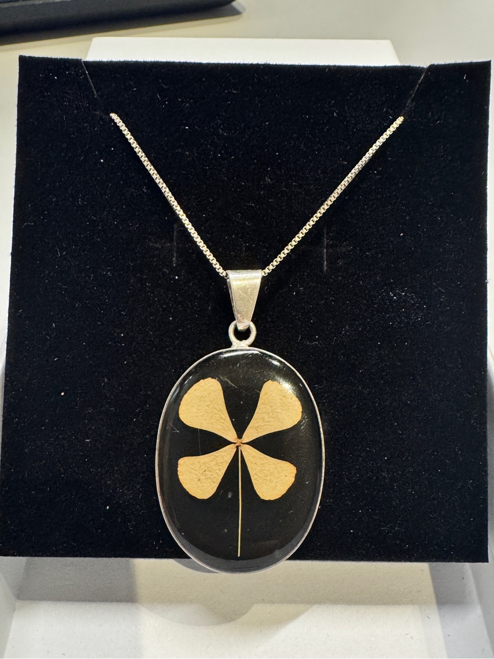 925 Sterling silver Four-Leaf Clover Vintage Pendant Necklace - Women Jewelry